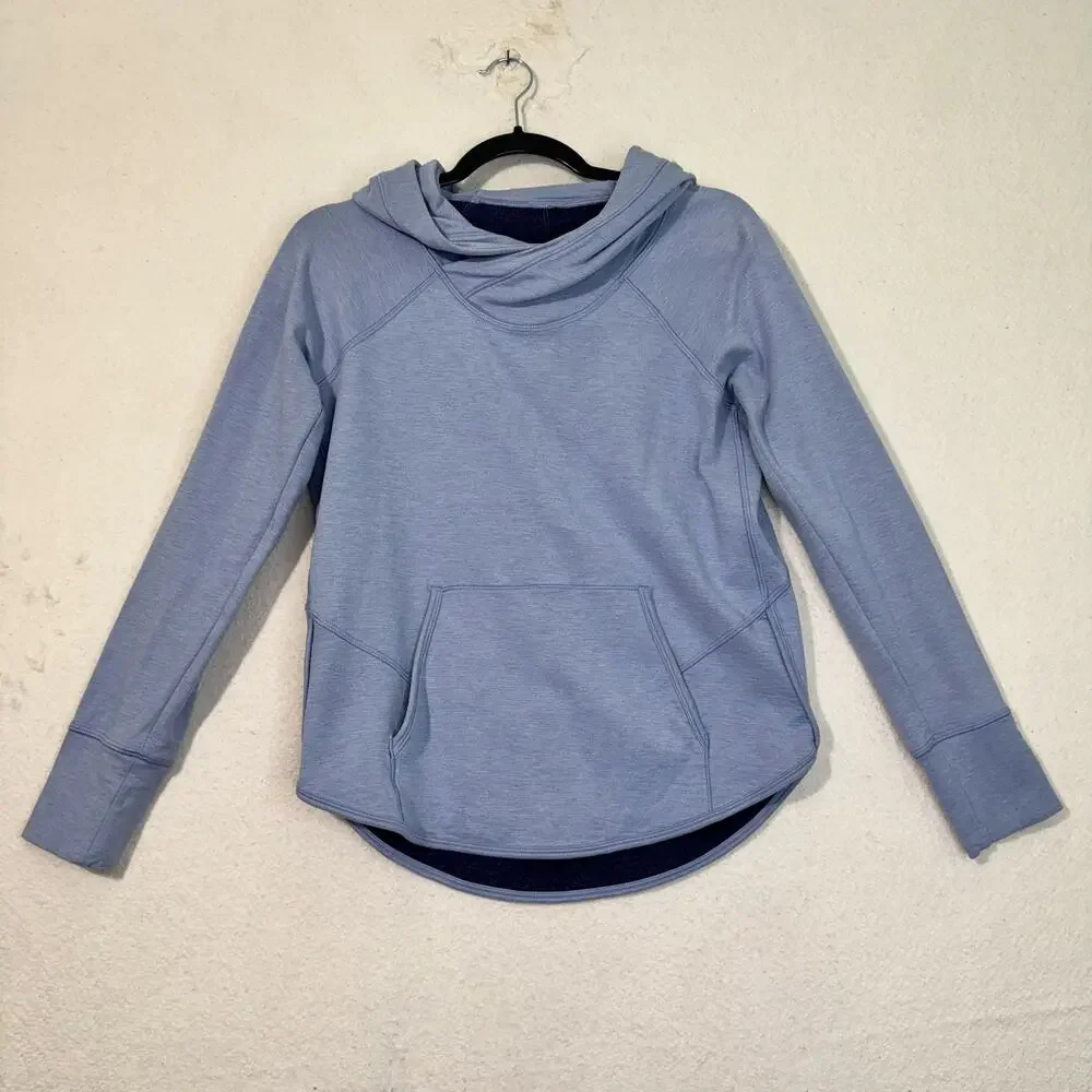 Lululemon Time Out Hoodie Tech Sweatshirt Heathered Indigo Blue Size 6 Athletic